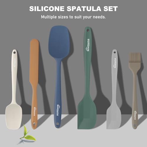NileHome 6 Pieces Silicone Spatula Set with Silicone Brush,Forest Style - color: Forest Style