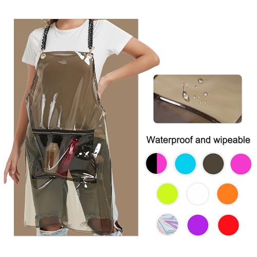 Hair Stylist Apron for Women - Waterproof Barber Nail Tech Apron Hairdresser Hairstylist Salon Aprons with Pocket - color: Black-2pack