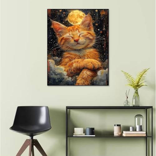 PHANTASYART Cat Paint by Numbers Kit for Adults 16x20inch | Sleeping Cat Canvas Paint by Numbers for Adults,DIY Oil Painting Kit Perfect for Gifts and Home Wall Decor - color: Cat, size: 16x20inch