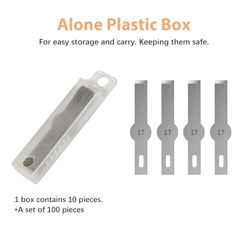 #17 Hobby Knife Blades(Pack of 100),Art Blades Cutting Tool with Storage Case for Craft, Hobby, Scrapbooking, Stencil - size: #17-100pcs
