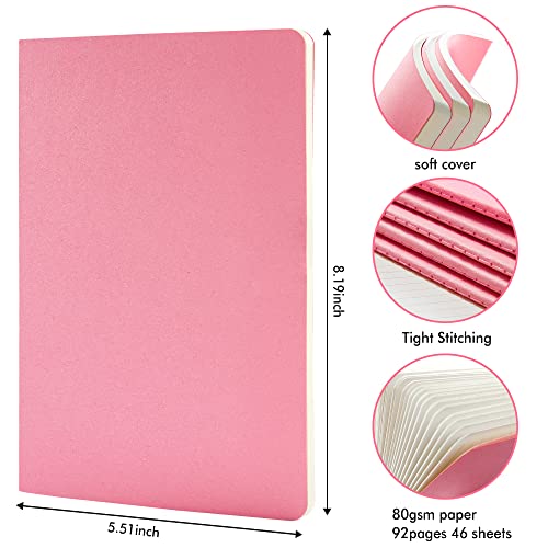 feela 36 Pack Soft Cover Journal Bulk, Lined Blank Travel Journal for Women Men Writing, Notebooks College Ruled for Work, Note Taking Notebook School Business Supplies, 8.2” x 5.5”, A5, Pink - color: 36 Pink