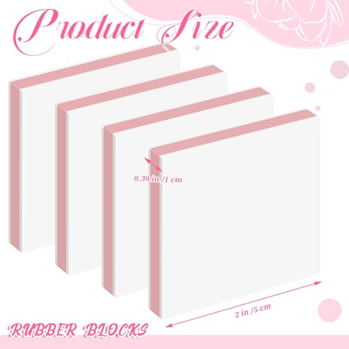 Frienda 24 Pcs 2" x 2" Rubber Carving Blocks Linoleum Blocks for Printmaking, Stamp Making, DIY Crafting, Scrapbook, Painting, Soft and Easy to Carve (White Pink) | Easy to Carve, for Printmaking, Stamp Making, DIY Crafting, Scrapbook, Painting, Soft Lino