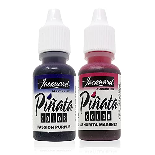 Alcohol Inks Purples Bundle, Senorita Magenta and Passion Purple and 10x Pixiss Ink Blending Tools - color: Purples