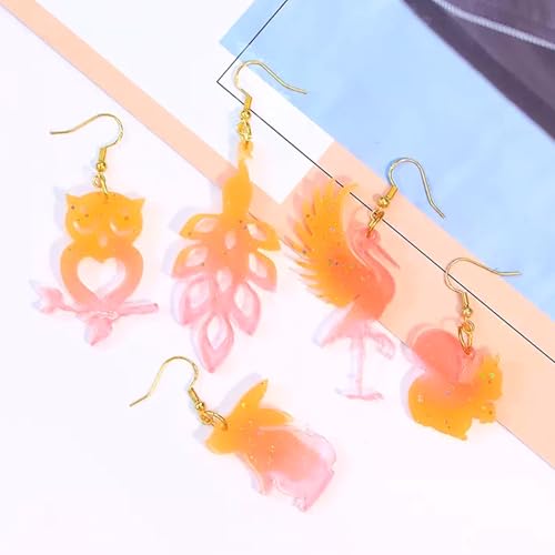 4 Piece Resin Earring Molds,53 Animal Shapes UV Resin Molds with Holes for Keychain Making Cats Dogs Bears Silicone Molds for Earring Necklace Pendant Jewelry Craft Supplies DIY Art Gift - color: Animal