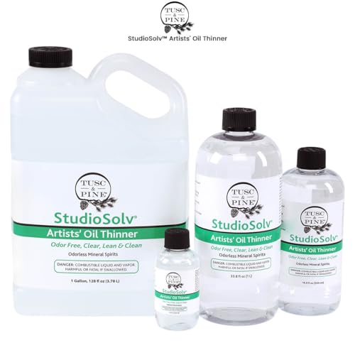 Tusc & Pine StudioSolv™ Odorless Mineral Spirits 33.8oz (1L) | Purified Odor-Free Spirit Solvent For Thinning Oils, Artists, Painting Thinner, Professionals, & More!
