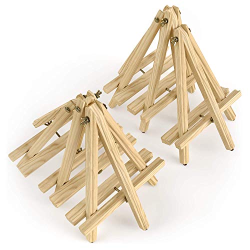 ARTEZA Tripod Easel, Pack of 6, 12 Inches, Natural Pine Wood Finish for Small to Medium Canvases with Non-Slip Legs