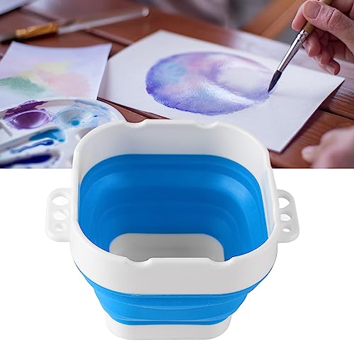 Paint Brush Washer,Collapsible Portable Silicone Paint Brush Washing Bucket Painting Brush Cleaning Water Cup Paint Brush Basin Cleaner for Acrylic Watercolor Painting (Blue) - color: Blue