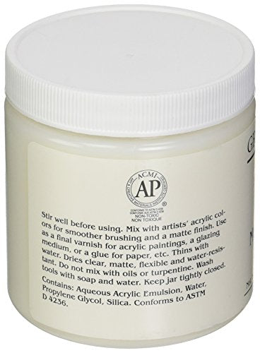Grumbacher Artists' Acrylic Matte Medium and Varnish , 8 oz. Jar