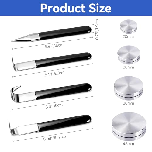 Akamino 4PCS Clay Carving Knife Tools with 4 Pack Ceramic Clay Pottery Throwing Trimming Spinner Tool (20/25/30/38 mm), Stainless Steel Trimming Knife and Silver Pottery Wheel Rotary Trimming Tool