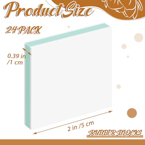 Frienda 24 Pcs 2" X 2" Rubber Carving Blocks Linoleum Blocks for Printmaking, Stamp Making, DIY Crafting, Scrapbook, Painting, Soft and Easy to Carve (White Green) | Easy to Carve, for Printmaking, Stamp Making, DIY Crafting, Scrapbook, Painting, Soft Lin
