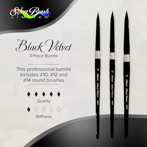 Silver Brush Limited Black Velvet Large Rounds Watercolor Brush Set, 3pc - color: Large Short Handle Rounds, size: 3 Pc