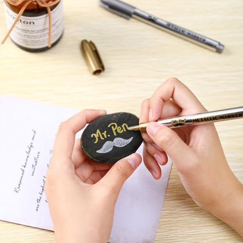 Mr. Pen- Metallic Paint Markers, 12 Pack, Silver Paint Marker, Gold Ink Pen | Silver Markers Permanent Metallic, Gold Metallic Marker - color: Silver and Gold, size: 12 Pack