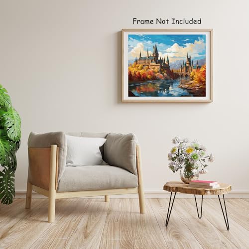 TFIAVSIN Paint by Numbers Kit for Adults Beginner, Castle Lake View Landscape Painting Kit with Canvas, Brushes & Acrylic Paints, Fantasy Scenery Art for Home Decor, 16x20 Inch - color: Castle