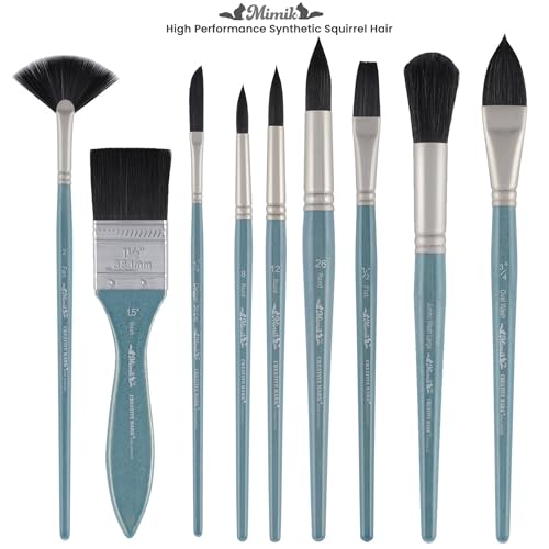 Creative Mark Mimik Professional Watercolor Brushes - XL Round Set of 3 - Synthetic Squirrel Hair - Natural Bristle Artist Brushes for Watercolors, Gouache & Acrylics