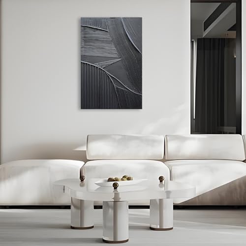 Art 36x24 inch Hand-Painted Pure Black Texture Oil Painting Modern Abstract Art Home Office Wall Decoration Painting - color: Yi100