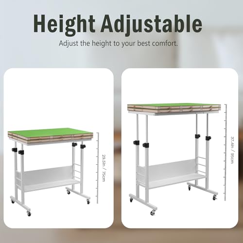 Tektalk 2000 Piece Foldable Puzzle Board with Height Adjustment, Jigsaw Puzzle Table with 2 Felt Cover & 8 Sorting Trays/Drawers, Puzzle Easel with Legs, Enclosed with 4 Roller Wheels (Green) - color: Green