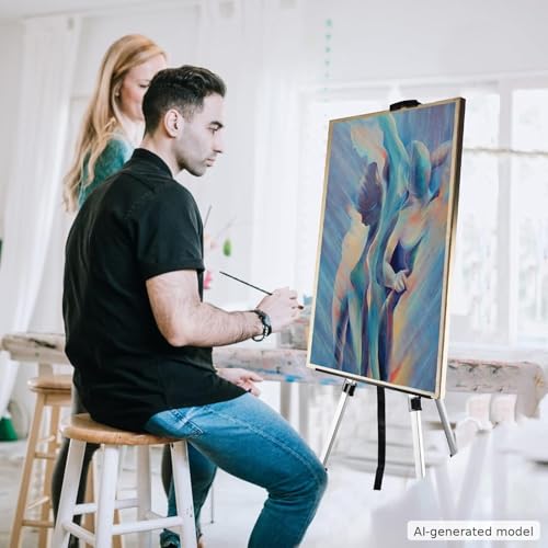 NS JYMB Easel Stand for Sign and Painting, 17-66 Inch Adjustable, Silver | Portable metal tripod easel for display stand, canvas holder, floor, poster board, wedding signs and travel use - style: 66Silver 1pack
