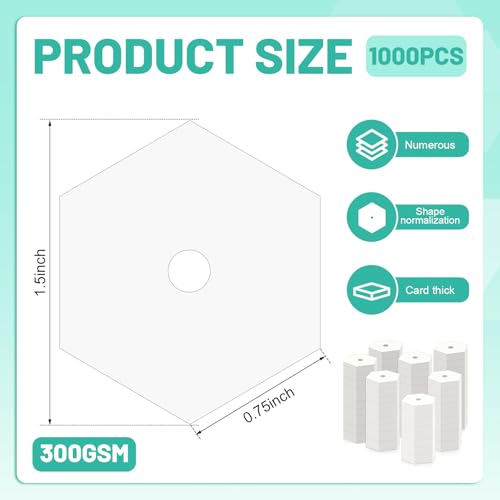 1000 PCS Hexagon Piecing Paper Templates, 0.75" White Paper templates, Quilting Templates Accessories for DIY Patchwork Crafts and Sewing Supplies - size: 0.75 Inch-1000pcs Hexagon