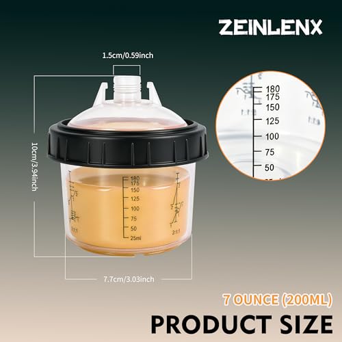 Disposable Paint Gun Cup, HVLP Paint Sprayer Gun Mixing Cups | 6.7 Ounce(200ML) Kit with 50 Cups and Lids System, Suitable for Automotive, Car Painting And Furniture - size: 6.7 ounce