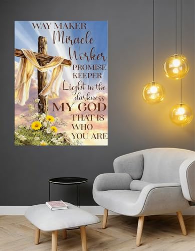 ALEXMACLIST Religious Diamond Art Kits for Adults, 5D Christian Cross Diamond Painting Kits for Beginner, DIY Jesus Cross Gem Art Dots for Adults, Perfect for Home Wall Decor 12”x16” - color: Yellow