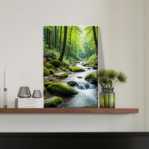 JOOZ Paint by Numbers Kit for Adults with Frame Landscape Paint by Number with Easel Forest Adult Paint by Number Kits Framed Canvas Tree Oil Painting Kits for Gift Home Wall Decor 8x12 Inch - color: Forest 061