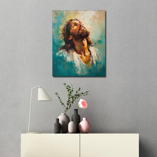 TUMOVO Framed Jesus Paint by Numbers for Adults Beginner, DIY Paint by Number on Canvas Christian, Adults' Paint-by-Number Kits Christ, Acrylic Oil Hand Painting for Adults Art Crafts 16"x20" - color: Jesus- Framed