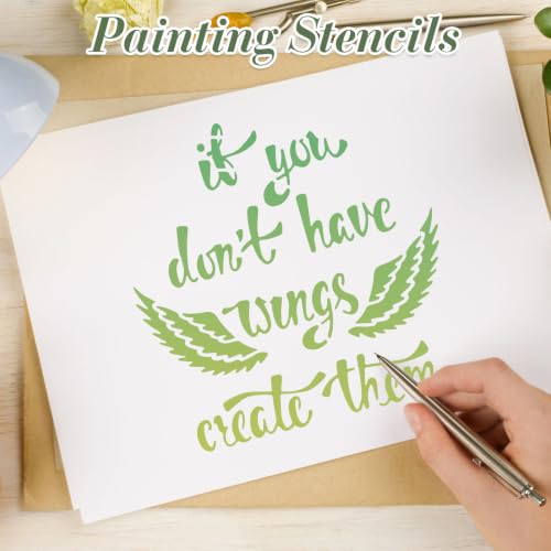 Motivational Stencils for Crafts Reusable 12Pcs Stencils(7.8X7.8 Inch) - color: Motivational