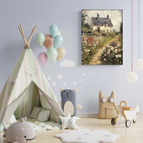 WUDWL Garden Diamond Art Kits for Adults Diamond Painting Kits for Adults | flower 5D Diamond Dots Gem Art Crafts with Tools,Round Full Drill Funny Crafts for Home Wall Decor&Gift-12x16inch - color: DP04245, size: Round diamond painting