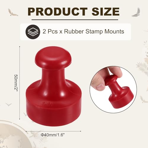 PATIKIL 40mm Stamp Rubber Round Handle, 2 Pcs Stamp Mounts Drawer Pulls for Carving Making DIY Crafting Scrapbooking, Red - size: 40x50mm