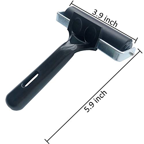 Benvo Rubber Brayer 4 inch Rubber Roller for Printmaking, Painting, Applying Glue, Wallpaper, Block Stamping Anti Skid Construction Tools with Hard Rubber Drum(Black, Classic Version)
