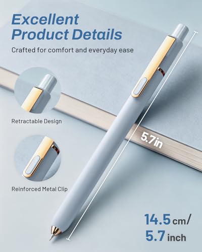 SUNEE Gel Pens, 6 Pack 0.5mm Pens Fine Point Smooth Writing Pens with Quick-Dry Black Ink, Cute Aesthetic School Office Note-Taking Pens for Journaling - Blue - color: Blue, style: 6 Pack