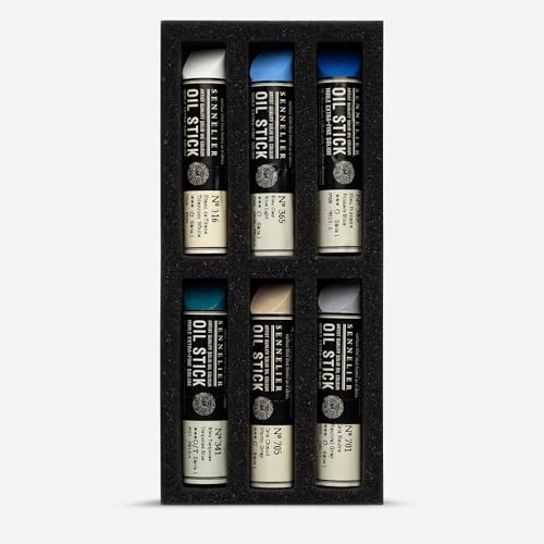 SENNELIER Mini Oil Stick Set, Seascape Colors, 6 Artist Quality Sticks, 12ml