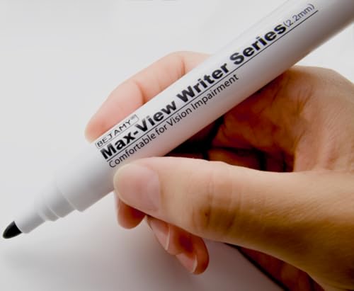 (Bullet Tip-2.2mm,PACK of 3,Black Water-Based ink) Max-View Writer Bold Writing Pen, Low Vision Assistive Writing Tool for Visual Impairment,Odorless,Non-Toxic,No Oil,Alcohol Free