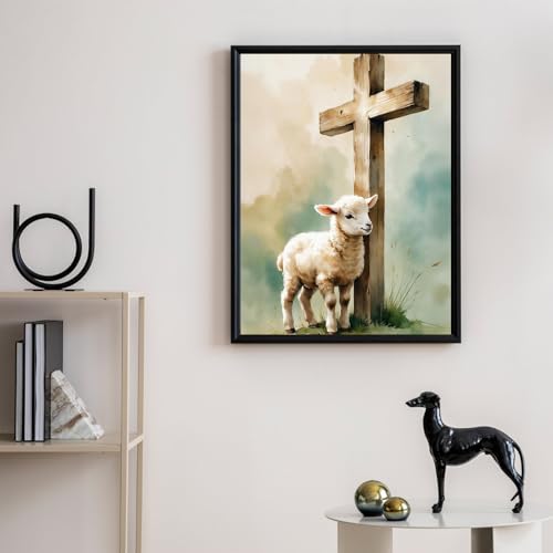 Camocin Diamond Art Kits for Adults, Lamb Cross Diamond Painting | Gem Art, Diamond Dot, 5D Full Round Drill, Religious Christian Faith Wall Decor, DIY Craft Gift, 12x16 Inch - color: LBDP1P17