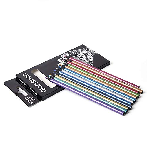12 Metallic Colored Pencils Oil Based, Pre-sharpened Wooden Color Pencils | No Duplicates Drawing Pencils, Adults Coloring Books Drawing Sketching, Sketch Pencils Art Supplies - color: 12 metallic pencils