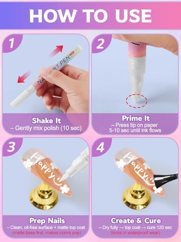 Kalolary 1PCS White Nail Art Pens 0.7mm Nail Polish Pens Quick Dry - color: White