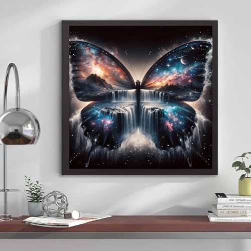 Diamond Art Kits for Adults, Butterfly Diamond Art Painting Kits for Adults | Landscape Butterfly Stress Relief Full Round Drill Heartfelt DIY Gift Strong Adhesive Wall Decor HD Canvas 13.8x13.8in35x35cm - color: Butterfly Lanscape