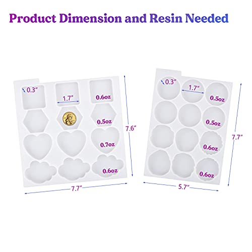 LET'S RESIN 2-in-1 Resin Mold Kit - 24 Badge Reel & Phone Grip Molds for DIY Resin Keychain