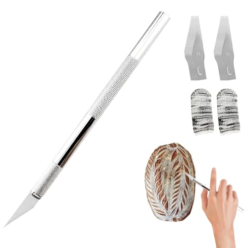 13 Pcs Precision Scoring Knife for Bread Baking, Professional Craft Knife Set with Multiple Blades and Finger Cots, Artisan Dough Lame Tool for Bakers and Crafters (Silver)