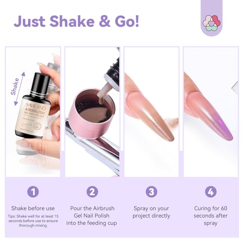 SAVILAND Dilution Free Airbrush Gel Nail Polish: Dark Nude Nail Airbrush Paint High Coverage Hema & Acetone Free with Fine Mist No Clogging for Ombre French Nail Art Design Salon 20 ml - color: Dark Nude