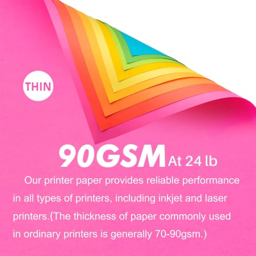 Colored Print&Copy Paper 8.5x11 Inches,180 Sheets 9 Colors Pastel A4 Printer Paper 20 lb/90GSM Colored Multipurpose Computer Pastel Paper for Office Printer School Cutting DIY - color: Gradient