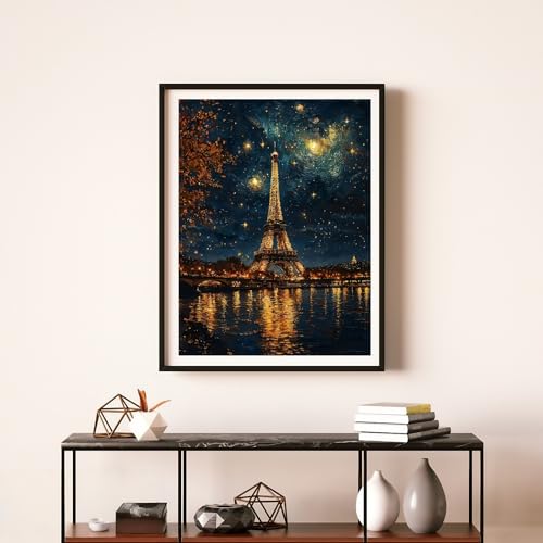 5D Diamond Painting Kits for Adults, Landscape Eiffel Tower Diamond Art | DIY Full Drill Diamond Dot Gem Painting for Home Wall Decor 12x16inch - color: KM221-1