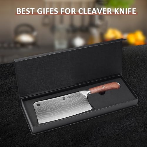 YOTSUBA 7 Inch Cleaver Knife with Full Tang Rosewood Handle - style: 7 inch cleaver knife