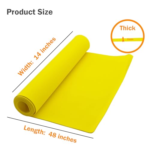 EVA Foam Roll | High Density 85kg/m3 | 2mm Thick | 48"x14" | Ideal for Cosplay, Crafts, DIY Projects (Yellow 6pcs) - color: Yellow 6pcs
