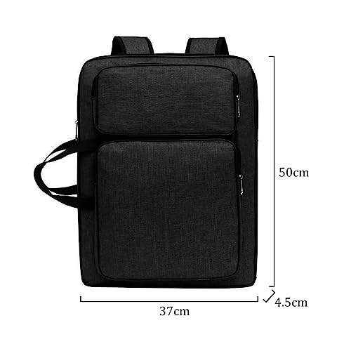 8K Artist Portfolio Carry Backpack Case Versatile Art Bags Waterproof Adjustable Drawing Board Backpack Art Storage Bags for Artworks Painting Drawing Sketching 19.7” x 14.6” x 2.4” (Dark black) - color: Dark black