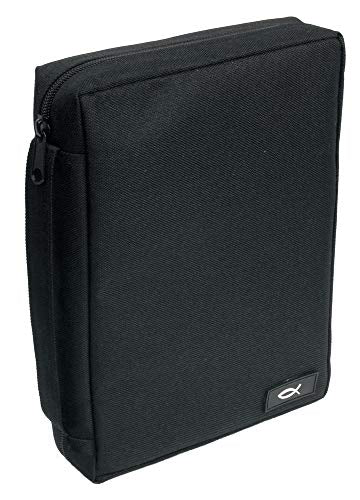 Promo Poly-Canvas Bible / Book Cover w/Fish Applique (Large, Black)