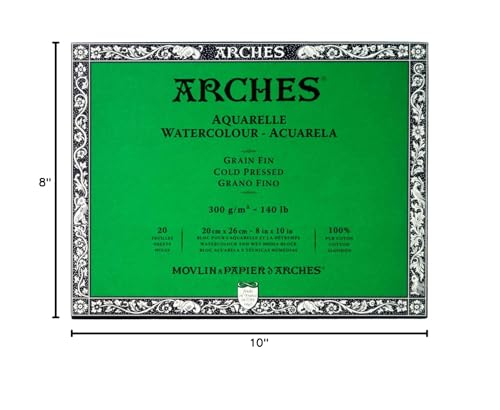 Arches Watercolor Paper Block, Cold Press, 8" x 10", 140 pound - size: 8"x10", style: Cold Press