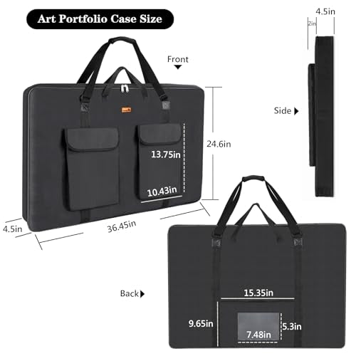 TreochtFUN Art Portfolio Case 24 X 36, Portfolio Bag Soft Water Resistant - size: 24 x 36