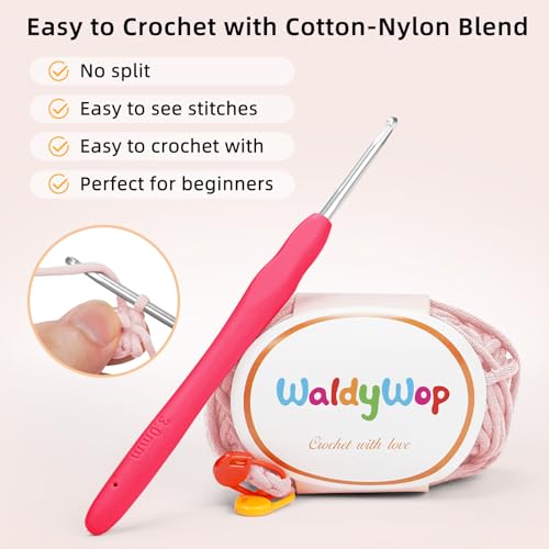 WaldyWop Crochet Kit for Beginners Adults, Wobbles Crochet Animal Kit, Complete Starter Knitting Set w/Step-by-Step Video Tutorials, Easy Yarn (Extra 40%), Hook - DIY Craft Kits, Gifts for Women - color: Axolotl