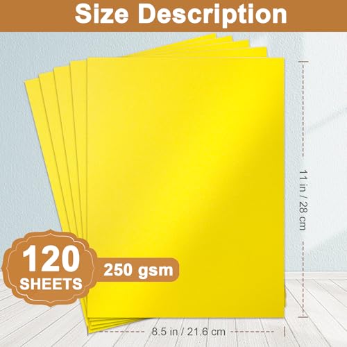 Silunkia 120 Sheets Solar Yellow Shimmer Cardstock 8.5 x 11 Paper 92lb | Premium Glossy Paper Card Stock for Cards Making, Greeting Cards, Wedding Invitations, Menus - color: Yellow, size: 120 Sheets